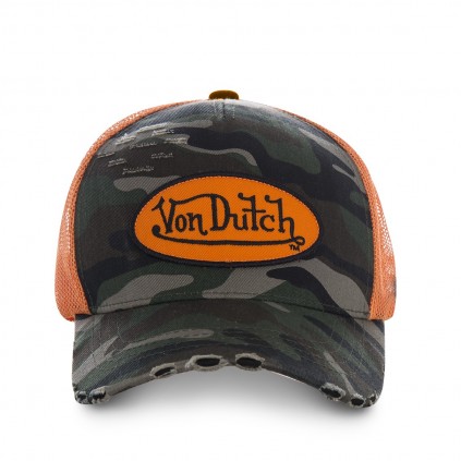 Casquette Von Dutch Baseball Camouflage Filet Orange
