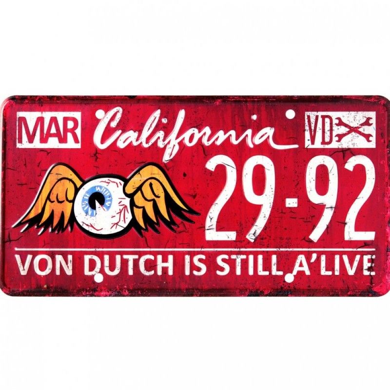 Red Von Dutch decorative plate