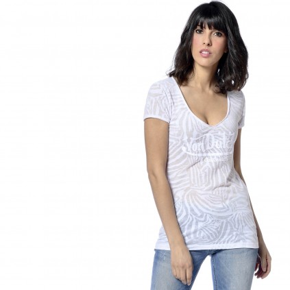 Von Dutch Women's White Printed Tigresse V-Neck T-Shirt