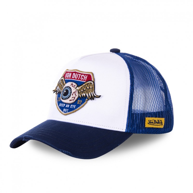 White and Blue High mesh baseball cap