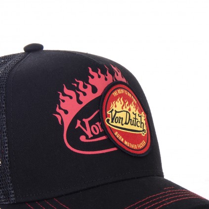 Black Von Dutch Flame Baseball cap zoom on the front
