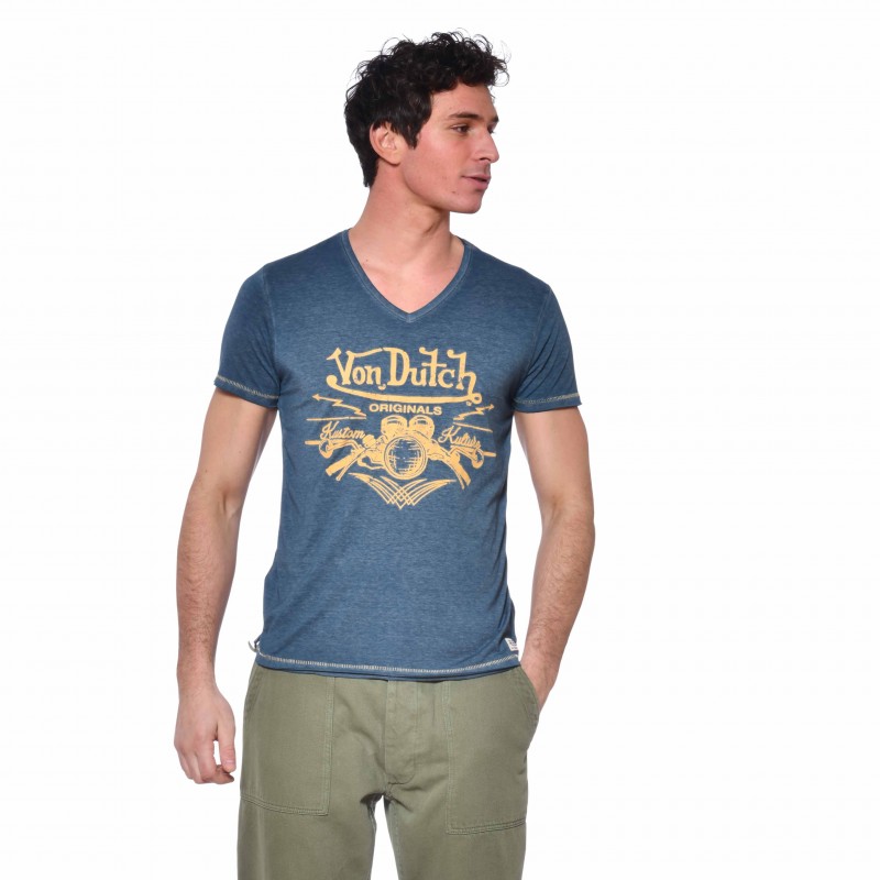 Men's Von Dutch Crox blue T-shirt front