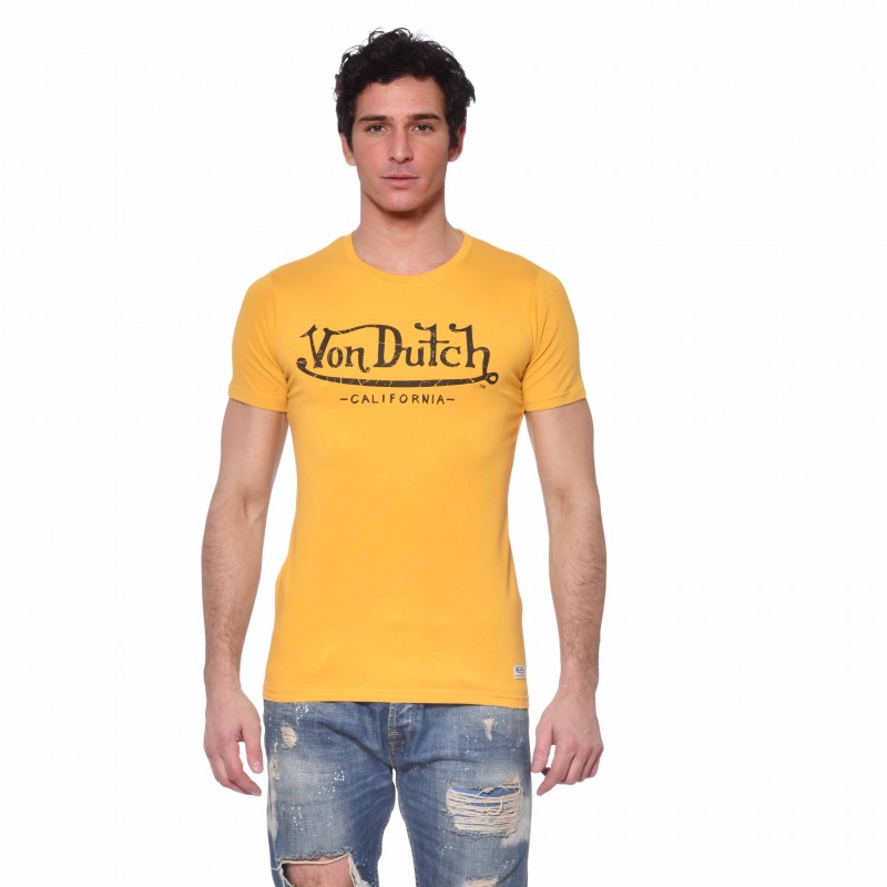 Men's Von Dutch Life yellow T-shirt front