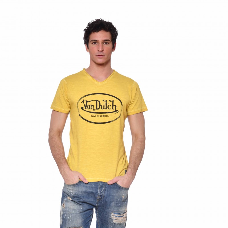 Men's Von Dutch Ron yellow T-Shirt front