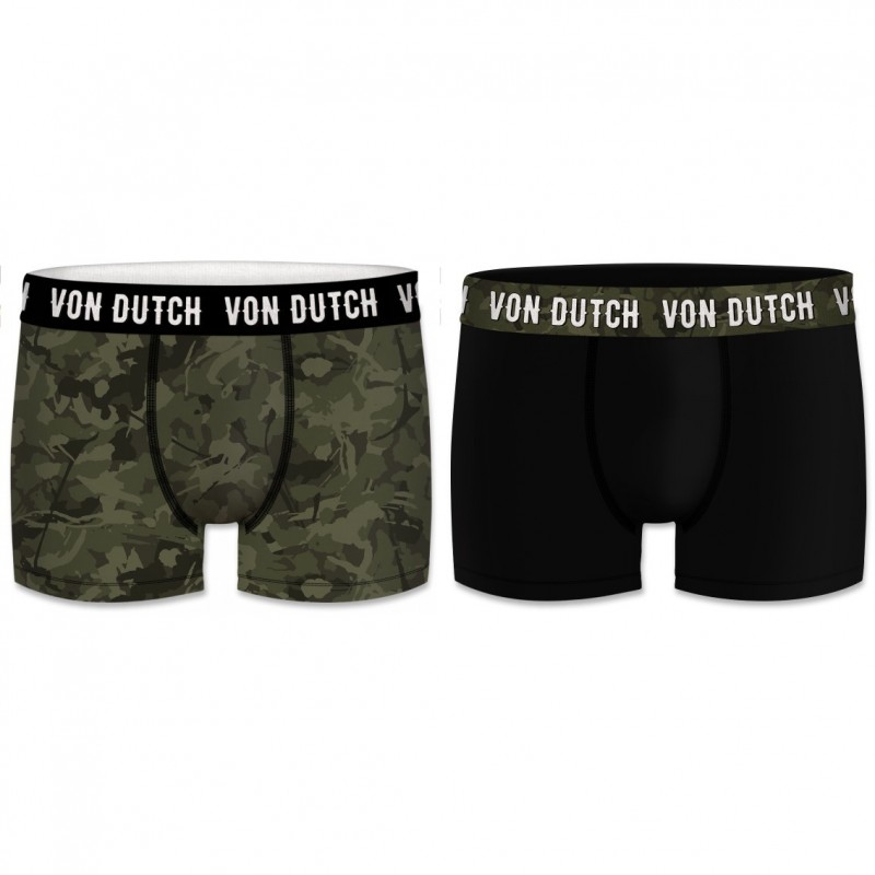 Lot de 2 Boxers homme en coton Von Dutch Basic Camouflage