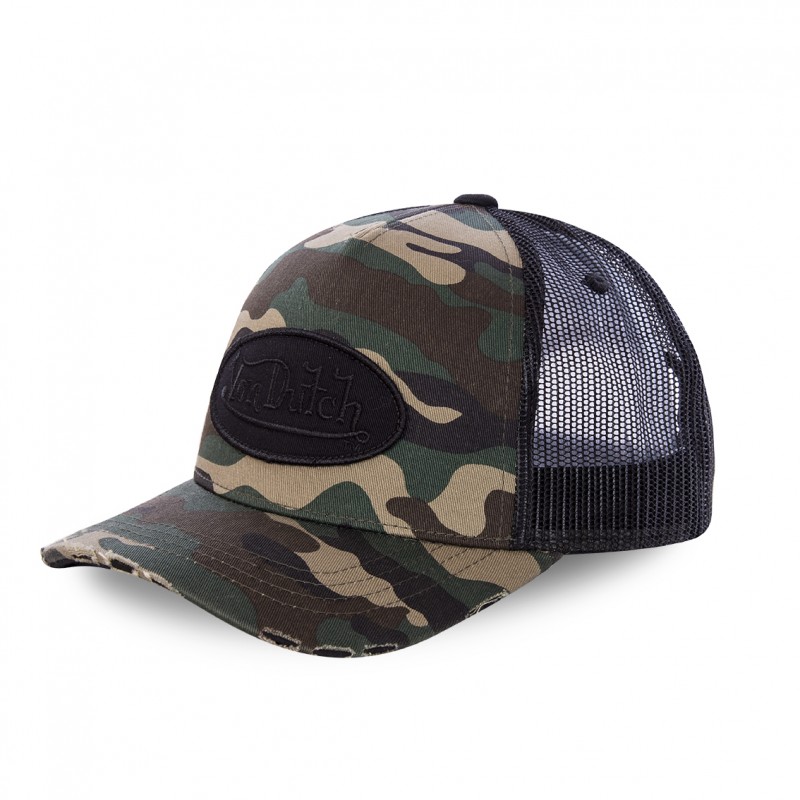 Men's Von Dutch camouflage baseball cap with black mesh