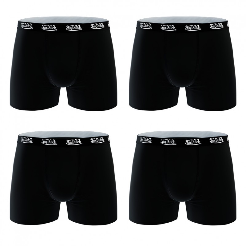 Pack of 4 Black Von Dutch White Logo cotton men's boxer shorts